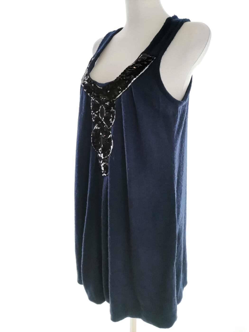 ANGEL EYE Rozmiar M/L Kolor Granatowy Okrągły dekolt Sukienka Sheath Bezrękawnik Do Kolan ANGEL EYE Rozmiar M/L Kolor Granatowy Okrągły dekolt Sukienka Sheath Bezrękawnik Do Kolan