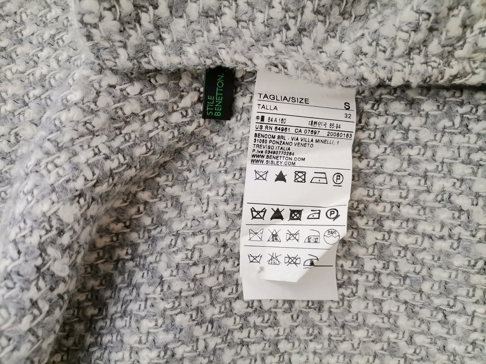 Stile Benetton Rozmiar S Kolor Szary Okrągły dekolt Sukienka Sweterkowa Krótki rękaw Krótka Materiał Akryl Stile Benetton Rozmiar S Kolor Szary Okrągły dekolt Sukienka Sweterkowa Krótki rękaw Krótka Materiał Akryl