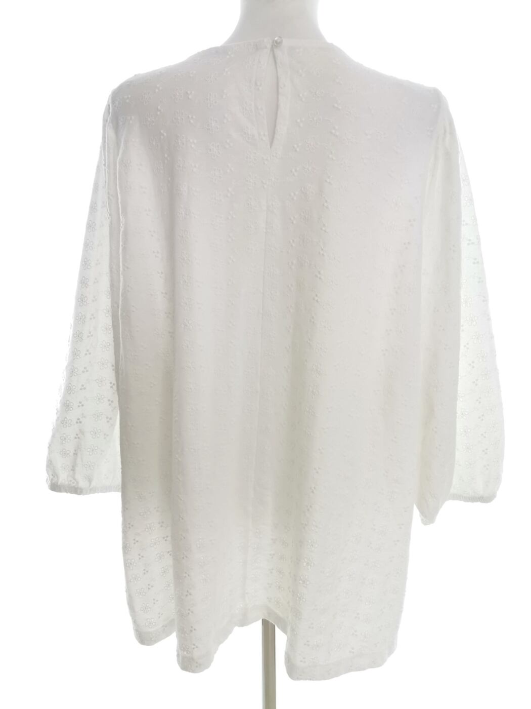 Vintage Rozmiar 50/52 Kolor Biały Okrągły dekolt Tunika Bluzka Rękaw 3/4 Vintage Rozmiar 50/52 Kolor Biały Okrągły dekolt Tunika Bluzka Rękaw 3/4