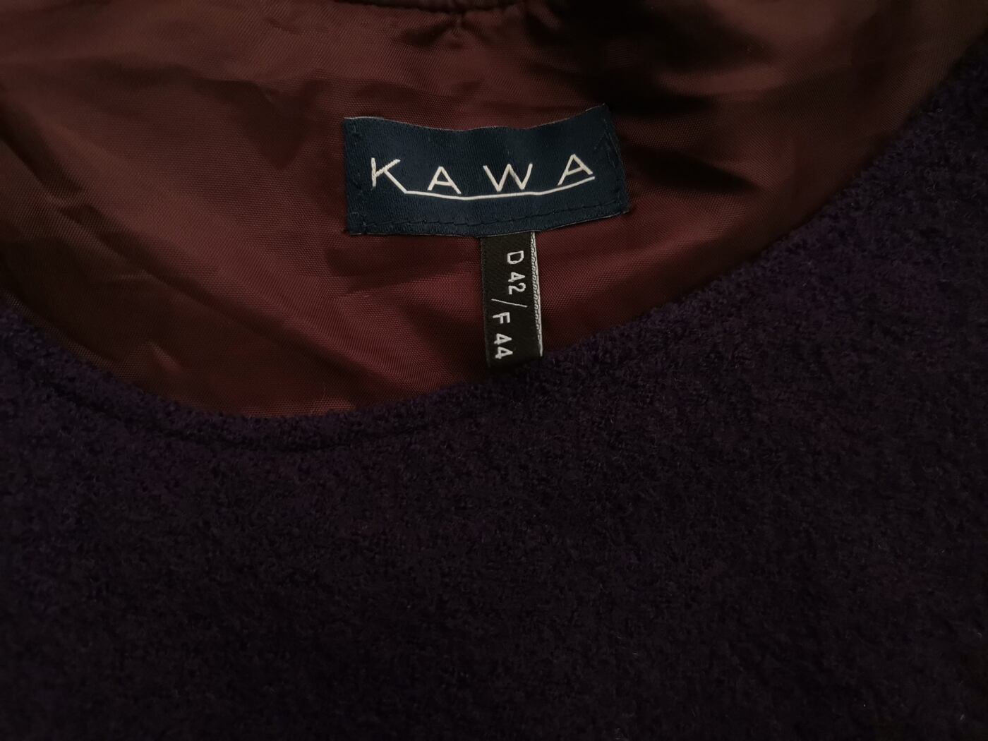 Kawa Rozmiar 42 Kolor Fioletowy Okrągły dekolt Sukienka Sweterkowa Bezrękawnik Midi Materiał Wełna 100%
