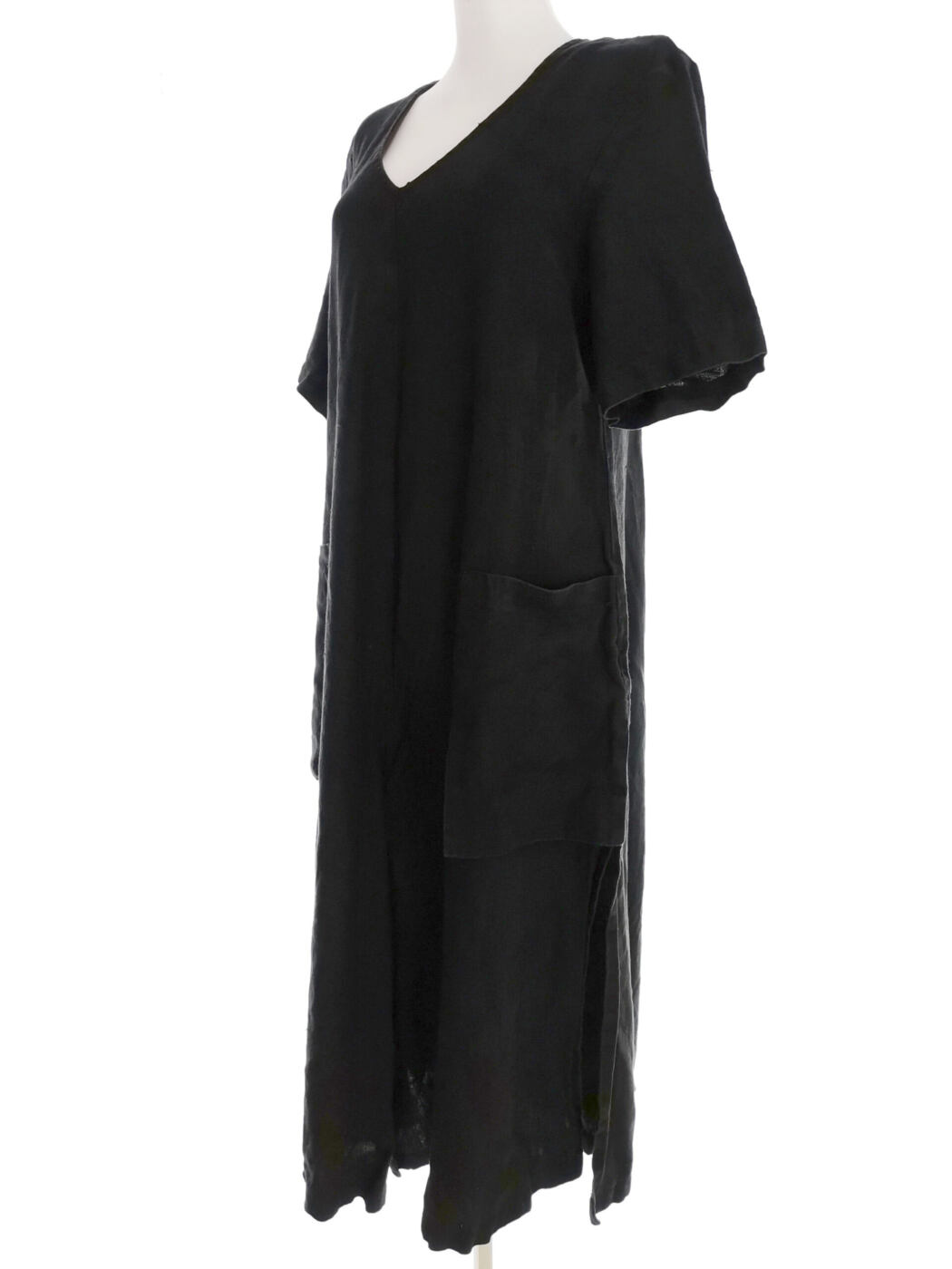 Scara Hamburg Rozmiar 42/44 W serek Sukienka Maxi Krótki rękaw Długa Materiał Len 100% Scara Hamburg Rozmiar 42/44 W serek Sukienka Maxi Krótki rękaw Długa Materiał Len 100%