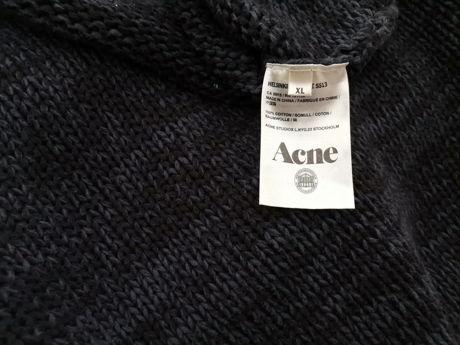 IMG_20211210_133313.jpg ACNE Studios Rozmiar XL Kolor Granatowy Męski Sweter Długi rękaw Materiał Bawełna 100%
