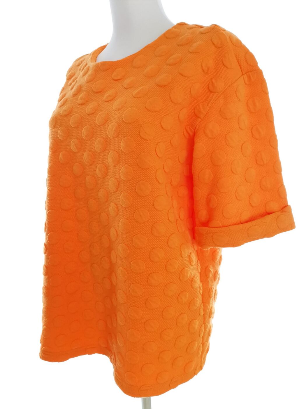 Savida Rozmiar 12 (40) Kolor Pomarańczowy Grochy Crew Neck Bluzka Krótki rękaw