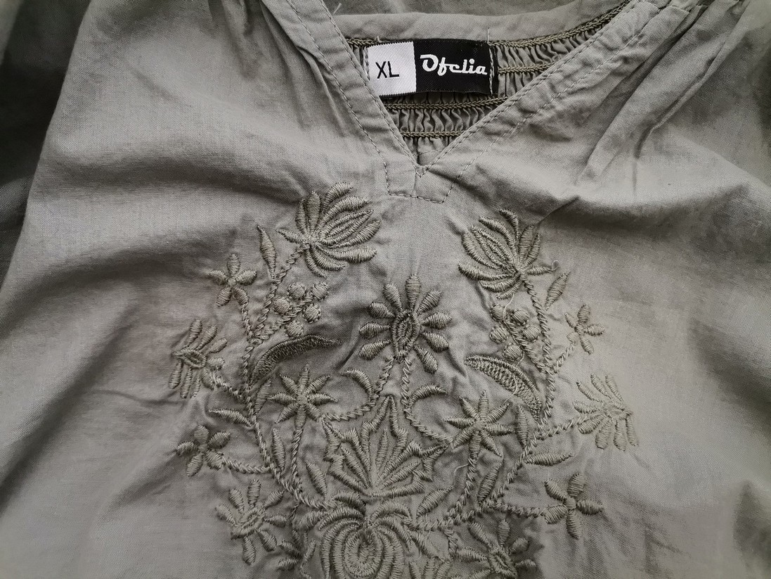 Ofelia Rozmiar XL Kolor Szary Split Crew Neck Tunika Bluzka Długi rękaw Materiał Bawełna 100% Ofelia Rozmiar XL Kolor Szary Split Crew Neck Tunika Bluzka Długi rękaw Materiał Bawełna 100%