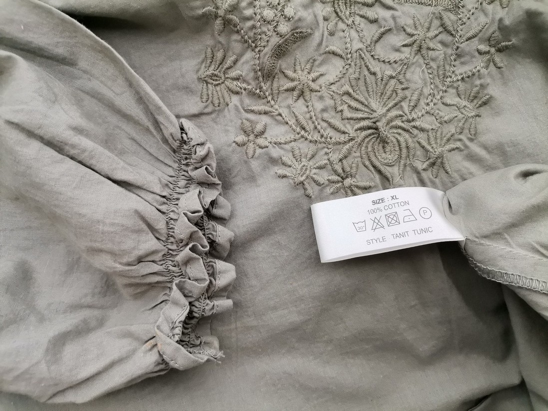 Ofelia Rozmiar XL Kolor Szary Split Crew Neck Tunika Bluzka Długi rękaw Materiał Bawełna 100% Ofelia Rozmiar XL Kolor Szary Split Crew Neck Tunika Bluzka Długi rękaw Materiał Bawełna 100%