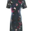 Kaffe Rozmiar 38/40 Kolor Granatowy W serek Sukienka Sheath Krótki rękaw Midi