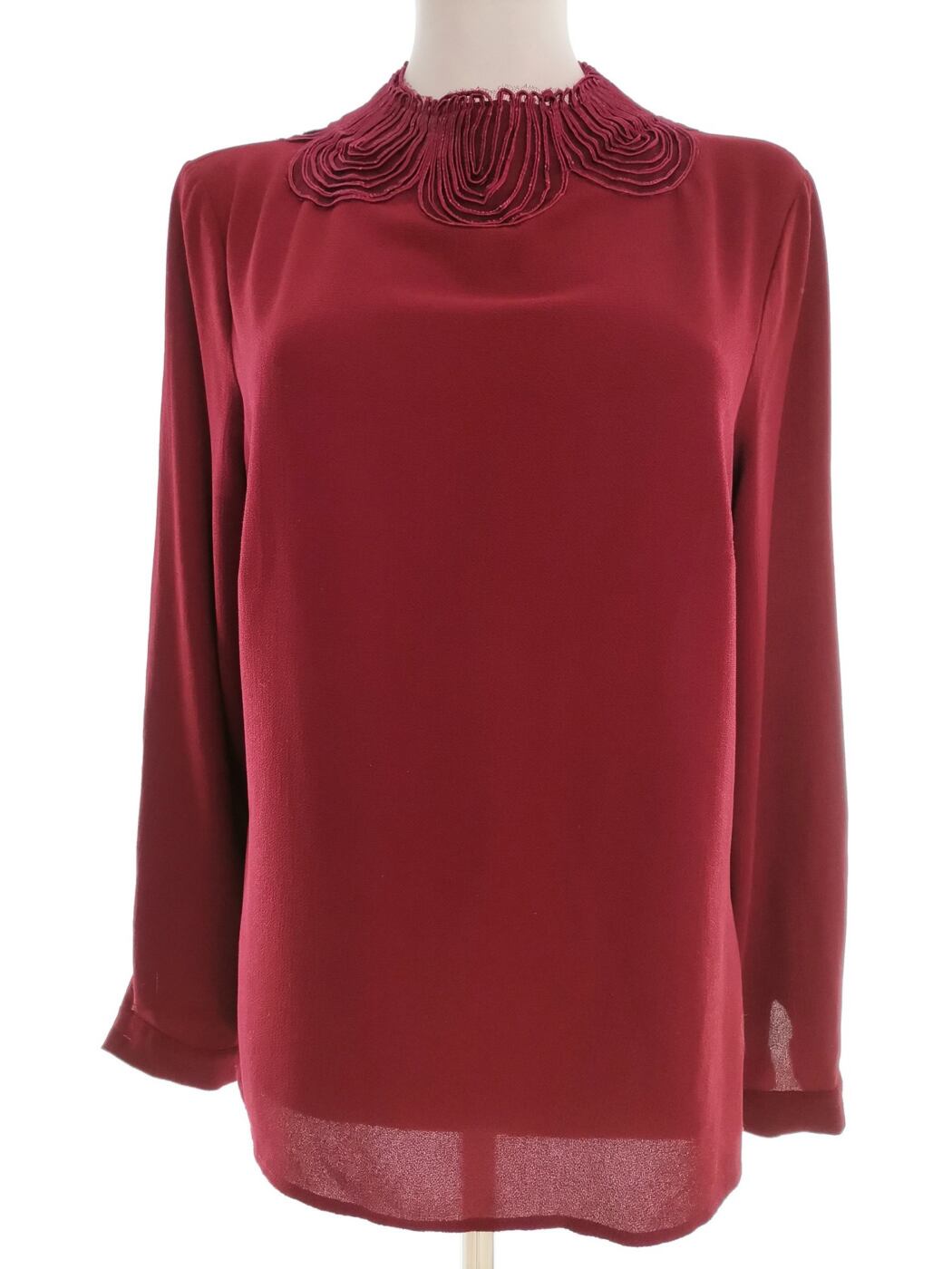 Warehouse Rozmiar 12 (38) Kolor Purpurowy Pół golf Bluzka Długi rękaw