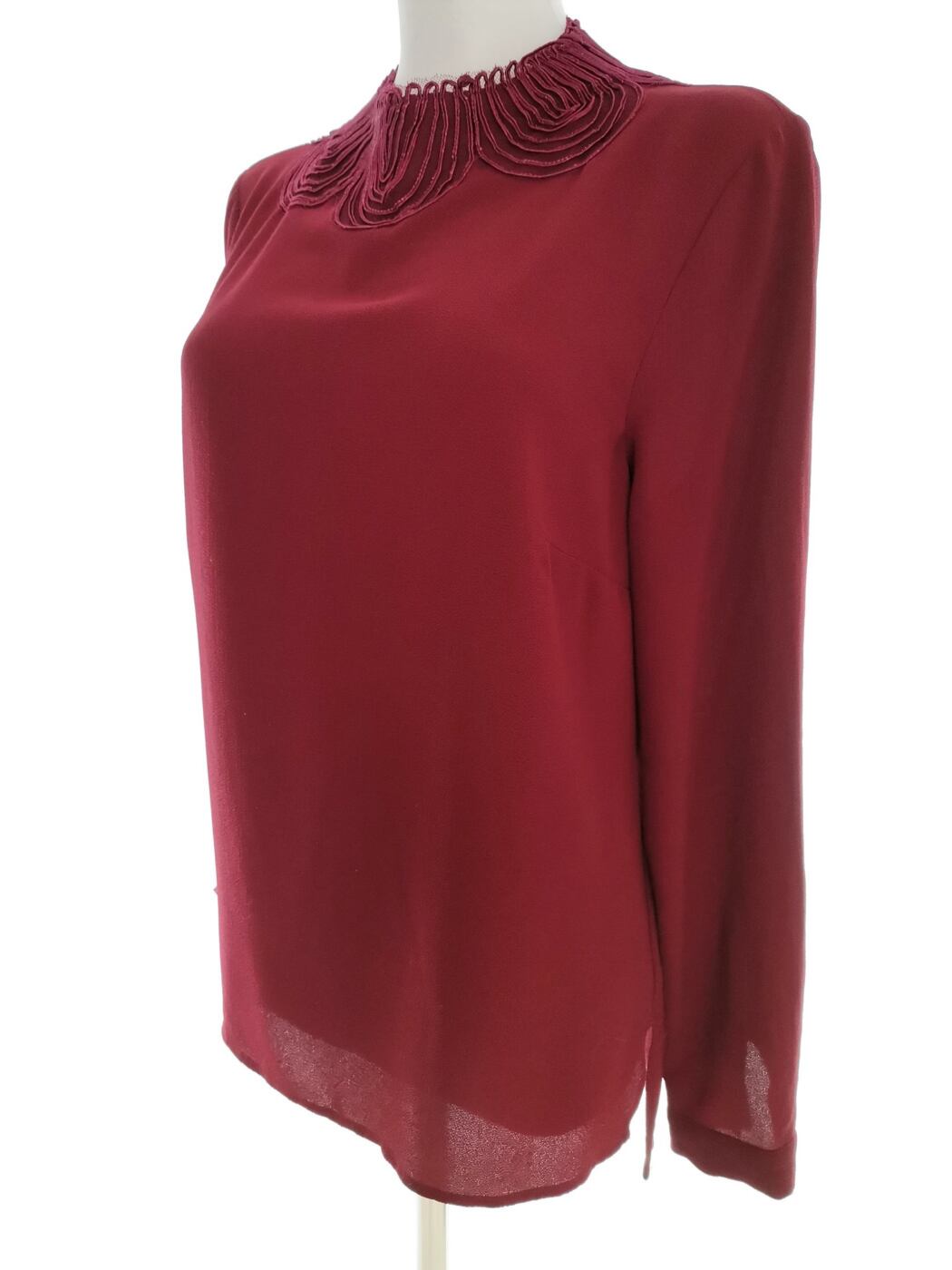 Warehouse Rozmiar 12 (38) Kolor Purpurowy Pół golf Bluzka Długi rękaw