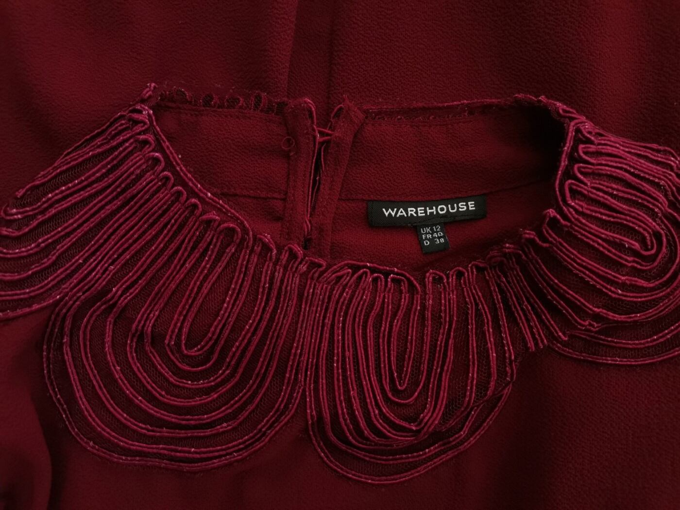Warehouse Rozmiar 12 (38) Kolor Purpurowy Pół golf Bluzka Długi rękaw