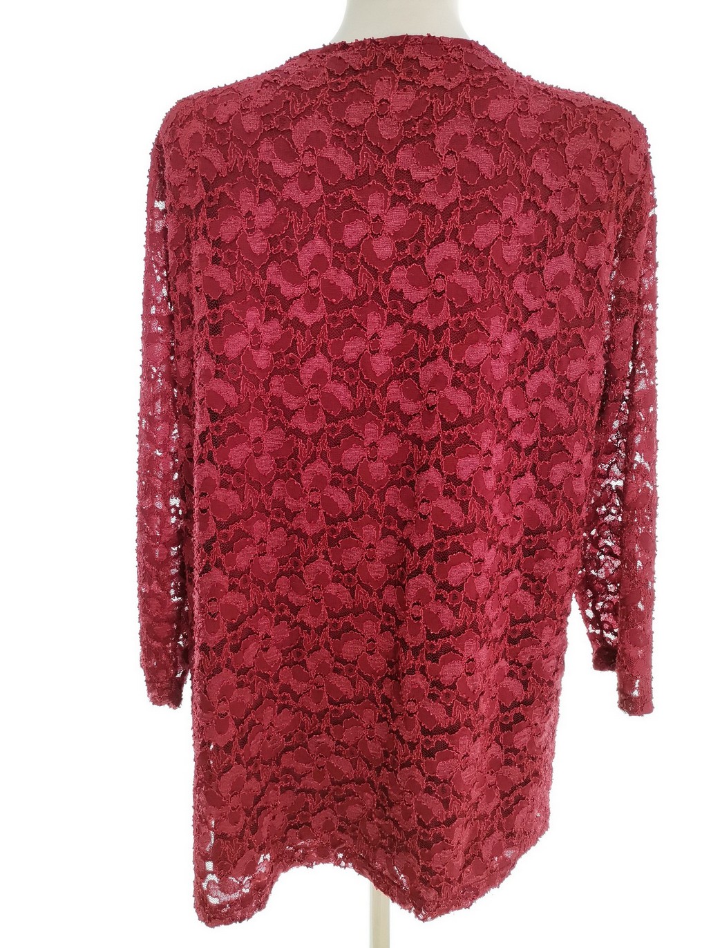 Vintage Rozmiar 46/48 Kolor Bordowy Okrągły dekolt Tunika Bluzka Rękaw 3/4 Vintage Rozmiar 46/48 Kolor Bordowy Okrągły dekolt Tunika Bluzka Rękaw 3/4