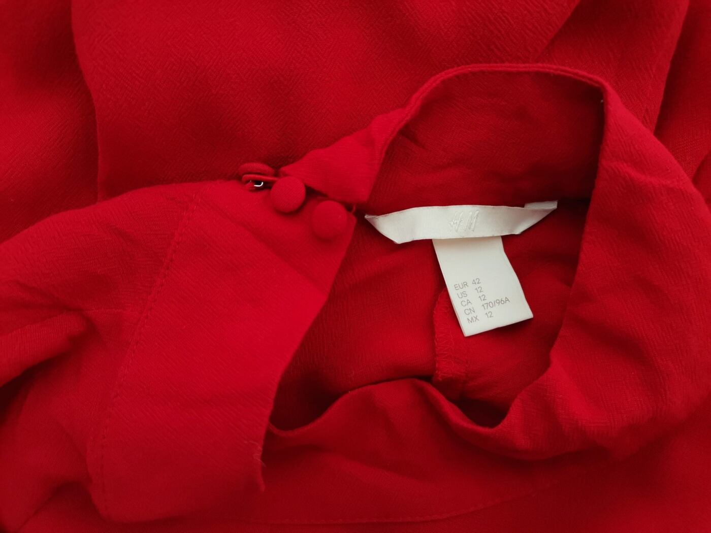 H&m Rozmiar 42 Kolor Czerwony Okrągły dekolt Sukienka Prostokątna Długi rękaw Do Kolan Materiał Wiskoza 100% H&m Rozmiar 42 Kolor Czerwony Okrągły dekolt Sukienka Prostokątna Długi rękaw Do Kolan Materiał Wiskoza 100%