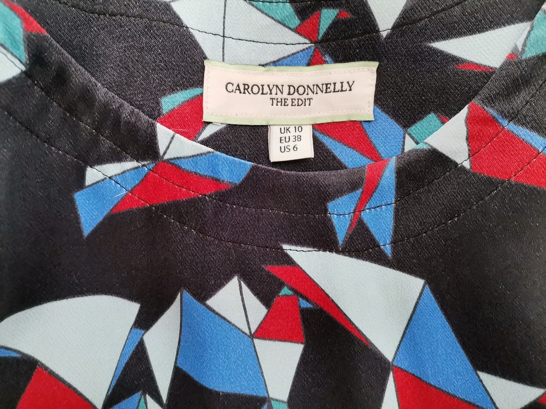 Carolyn Donnelly The Edit Rozmiar 10 (38) Kolor Czarny Geometryczny Okrągły dekolt Bluzka Rękaw 3/4 Materiał Wiskoza 100%