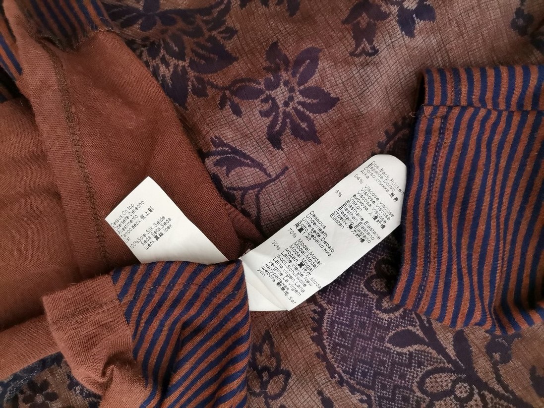 ONE STEP Rozmiar 42 Kolor Brązowy Pasy W łódkę Bluzka Rękaw 3/4 Materiał Wiskoza