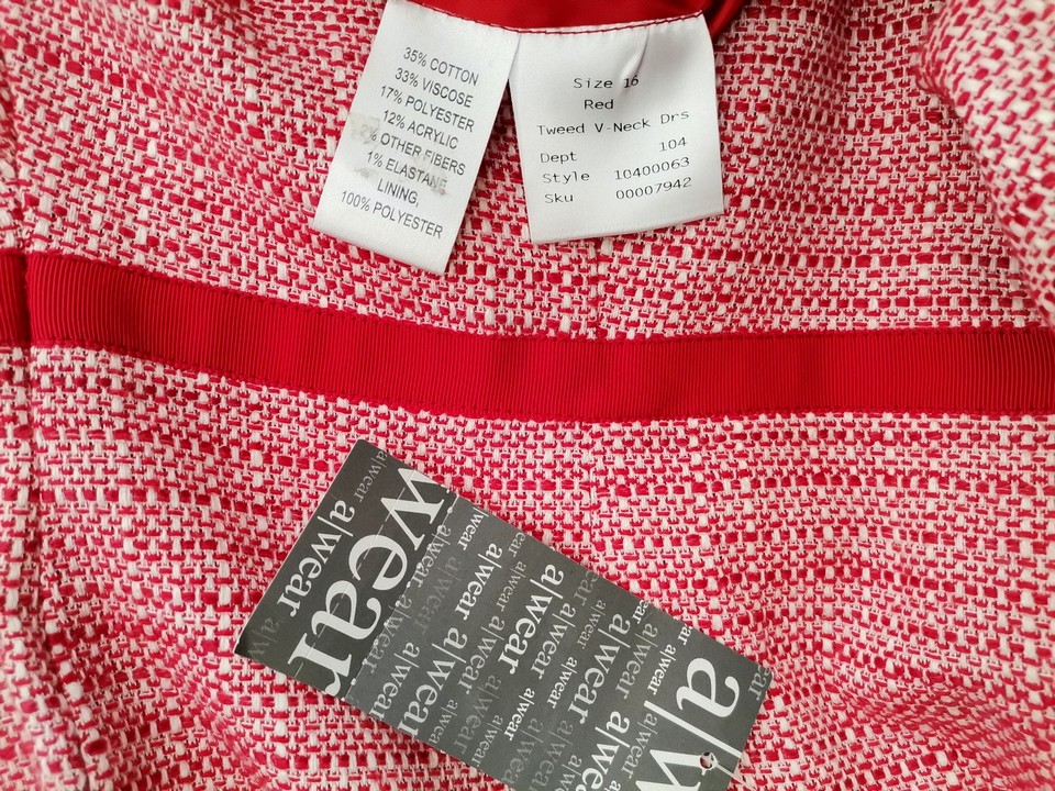 awear Rozmiar 16 (44) Kolor Czerwony W serek Sukienka Sheath Bezrękawnik Midi Materiał Bawełna awear Rozmiar 16 (44) Kolor Czerwony W serek Sukienka Sheath Bezrękawnik Midi Materiał Bawełna