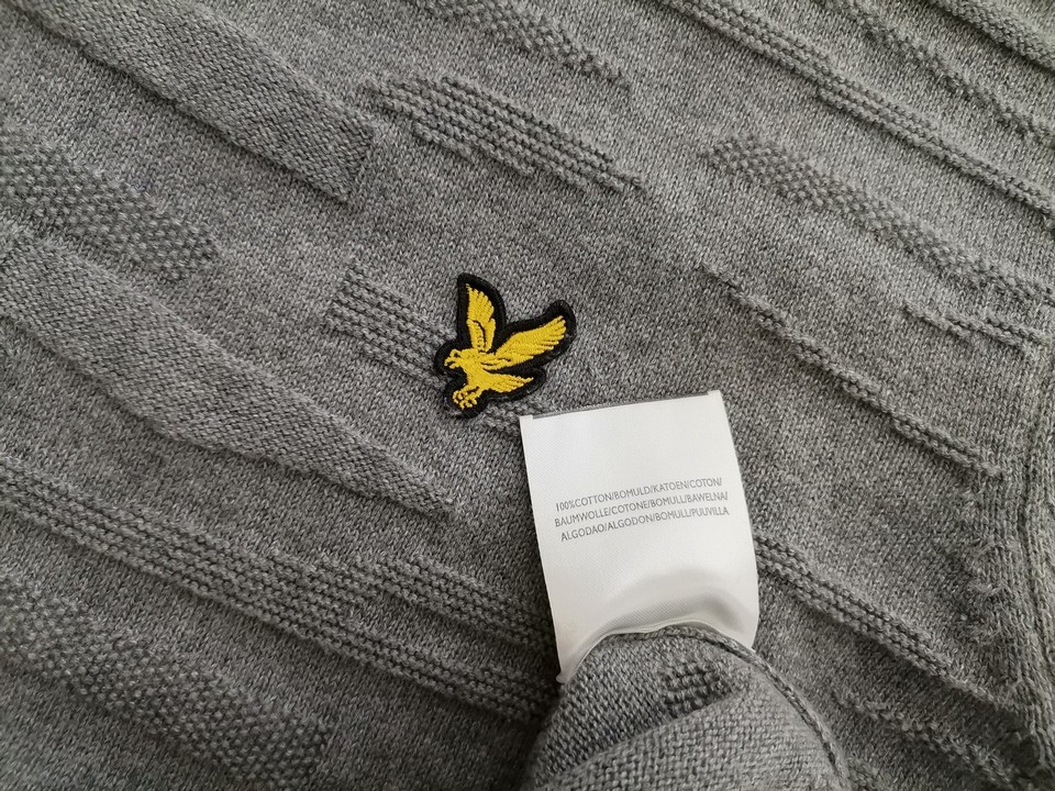 IMG_20211228_113915.jpg Lyle & Scott Rozmiar L Kolor Szary Męski Sweter Długi rękaw Materiał Bawełna 100%