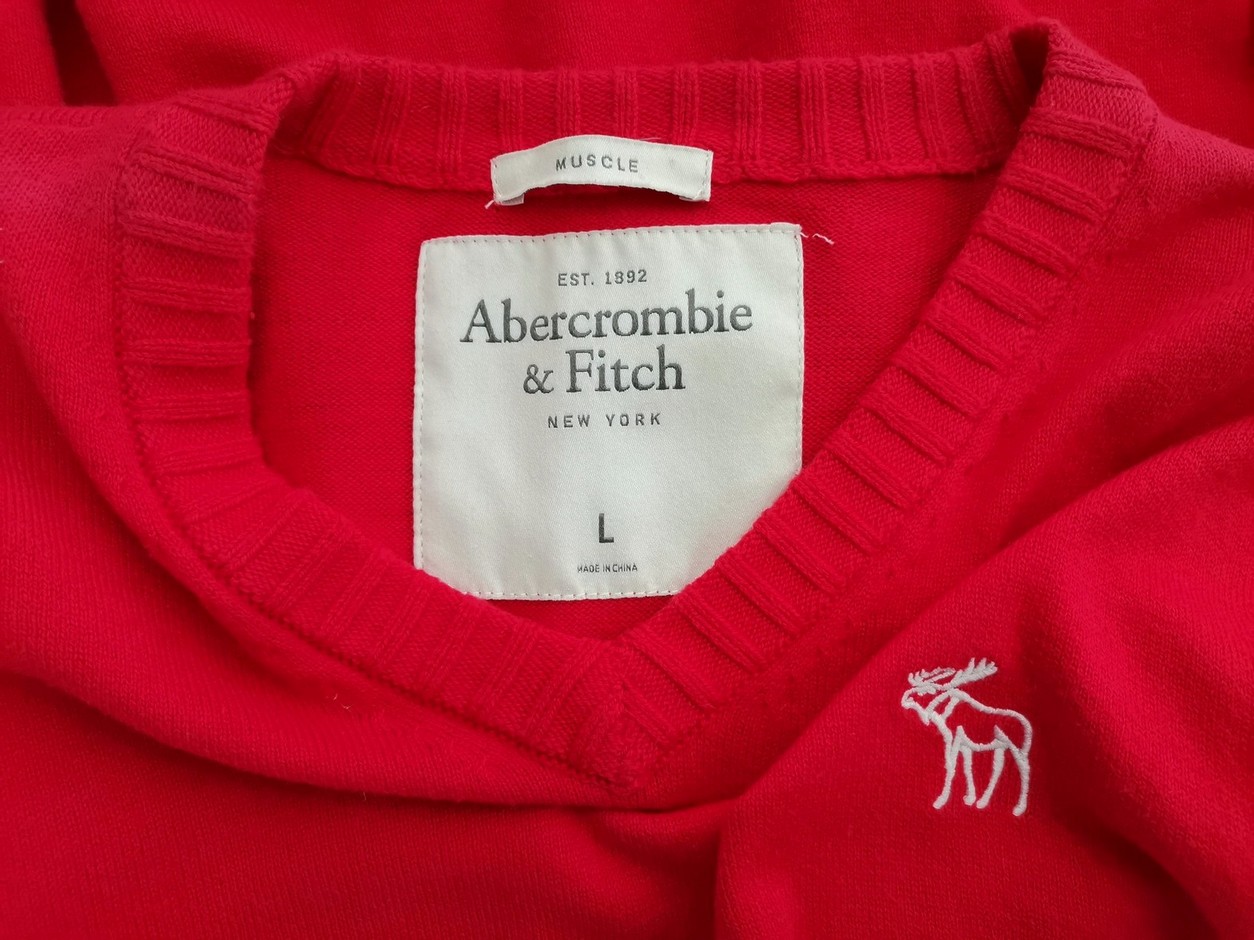 IMG_20211228_114035.jpg ABERCROMBIE & FITCH Rozmiar L Kolor Czerwony Męski Sweter Długi rękaw Materiał Bawełna