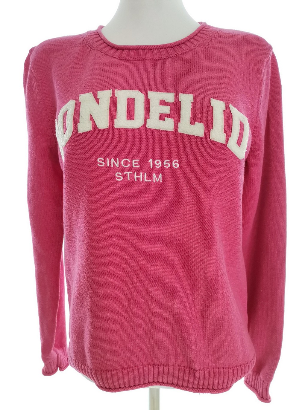 BONDELID Rozmiar S Kolor Różowy Crew Neck Sweter Długi rękaw Materiał Bawełna 100% Cienka dzianina