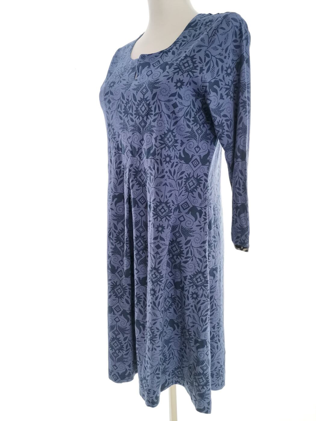 Gudrun Sjödén Rozmiar S Kolor Niebieski Split Crew Neck Sukienka Sweterkowa Rękaw 3/4 Do Kolan Materiał Modal