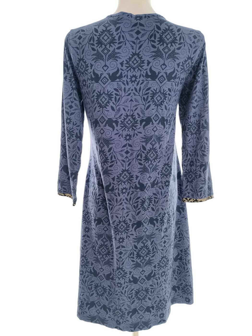 Gudrun Sjödén Rozmiar S Kolor Niebieski Split Crew Neck Sukienka Sweterkowa Rękaw 3/4 Do Kolan Materiał Modal