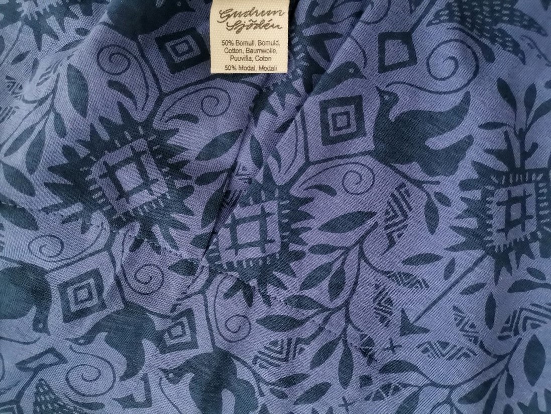Gudrun Sjödén Rozmiar S Kolor Niebieski Split Crew Neck Sukienka Sweterkowa Rękaw 3/4 Do Kolan Materiał Modal