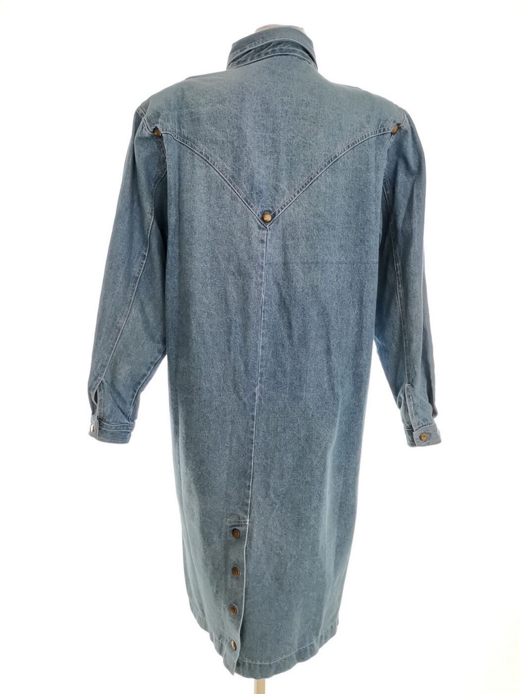 Vintage Rozmiar 42/44 Kolor Niebieski Kołnierz Sukienka Koszulowa Długi rękaw Midi Vintage Rozmiar 42/44 Kolor Niebieski Kołnierz Sukienka Koszulowa Długi rękaw Midi