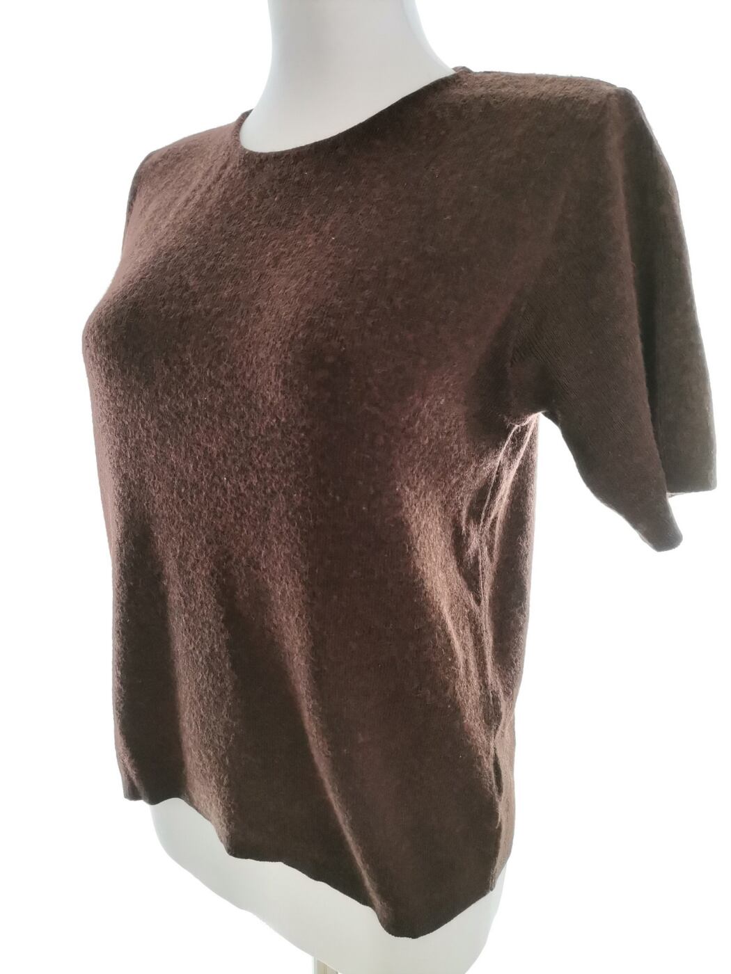 IMG_20211230_105937.jpg Lecomte Rozmiar 36 Kolor Brązowy Crew Neck Sweter Krótki rękaw Materiał Wełna Merino