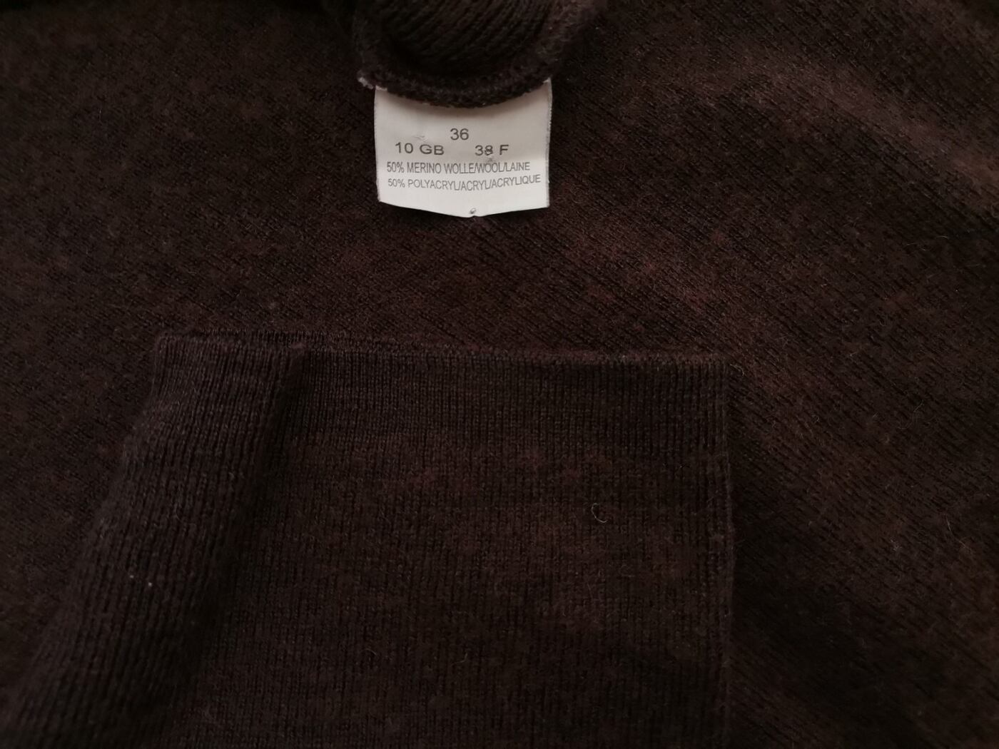 IMG_20211230_110008.jpg Lecomte Rozmiar 36 Kolor Brązowy Crew Neck Sweter Krótki rękaw Materiał Wełna Merino