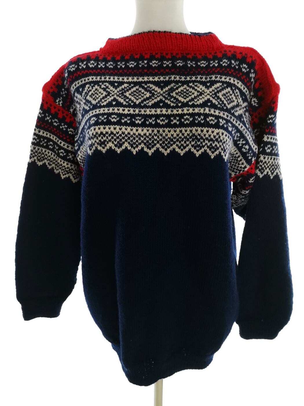 Vintage Rozmiar 42/44 Kolor Granatowy Pół golf Sweter Długi rękaw Cienka dzianina