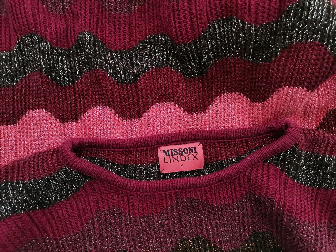 MISSONI LINDEX Rozmiar S Kolor Purpurowy Okrągły dekolt Sukienka Sweterkowa Długi rękaw Do Kolan MISSONI LINDEX Rozmiar S Kolor Purpurowy Okrągły dekolt Sukienka Sweterkowa Długi rękaw Do Kolan
