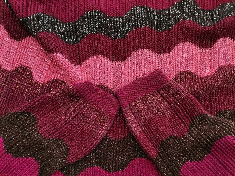 MISSONI LINDEX Rozmiar S Kolor Purpurowy Okrągły dekolt Sukienka Sweterkowa Długi rękaw Do Kolan MISSONI LINDEX Rozmiar S Kolor Purpurowy Okrągły dekolt Sukienka Sweterkowa Długi rękaw Do Kolan