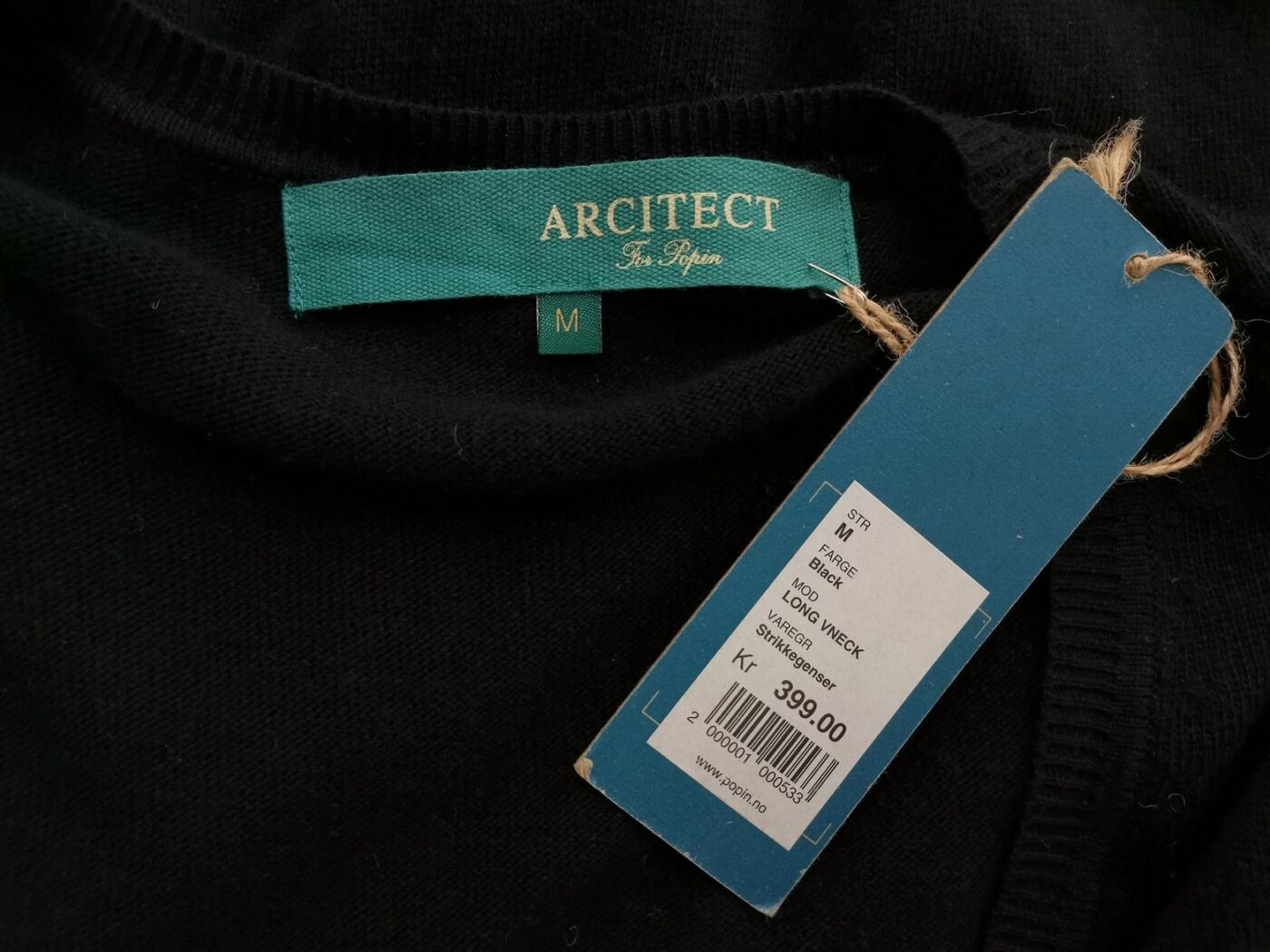 Arcitect For Popin Rozmiar M Kolor Czarny W serek Sukienka Sweterkowa Długi rękaw Do Kolan Materiał Bawełna Arcitect For Popin Rozmiar M Kolor Czarny W serek Sukienka Sweterkowa Długi rękaw Do Kolan Materiał Bawełna