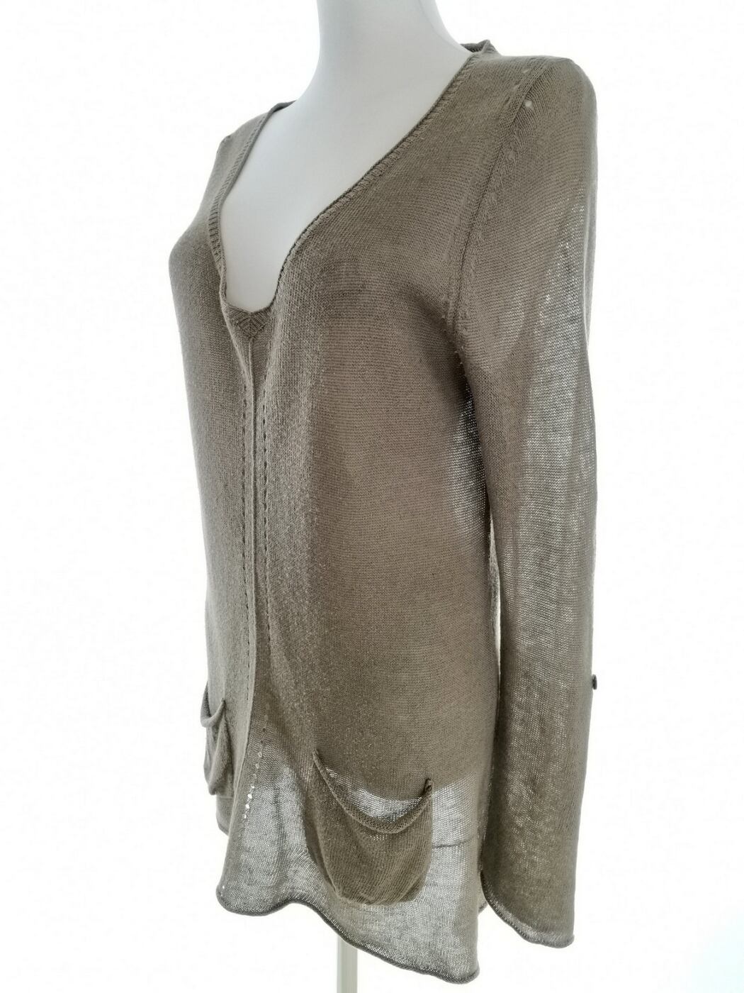 White stuff Rozmiar 14 (42) Kolor Khaki W serek Tunika Bluzka Długi rękaw Materiał Len White stuff Rozmiar 14 (42) Kolor Khaki W serek Tunika Bluzka Długi rękaw Materiał Len