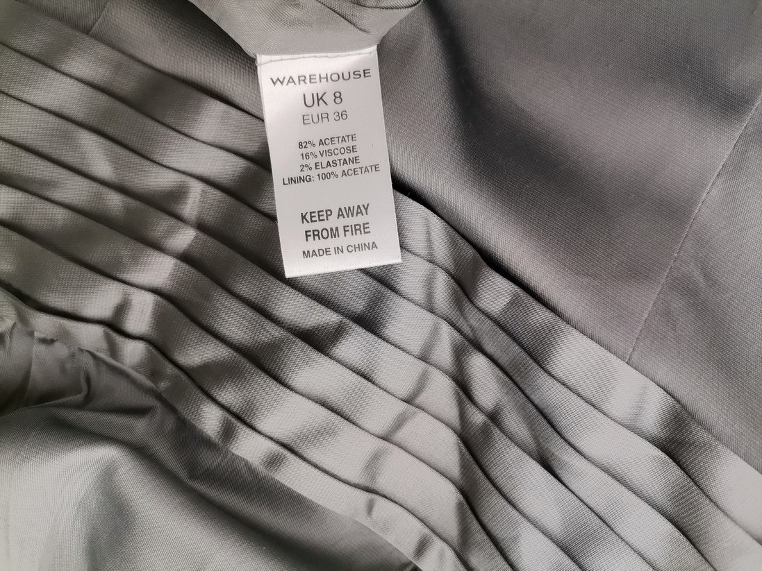 Warehouse Rozmiar 8 (36) Kolor Szary Odkryte Ramiona Suknia Balowa Sukienka Wieczorowa Bezrękawnik Do Kolan