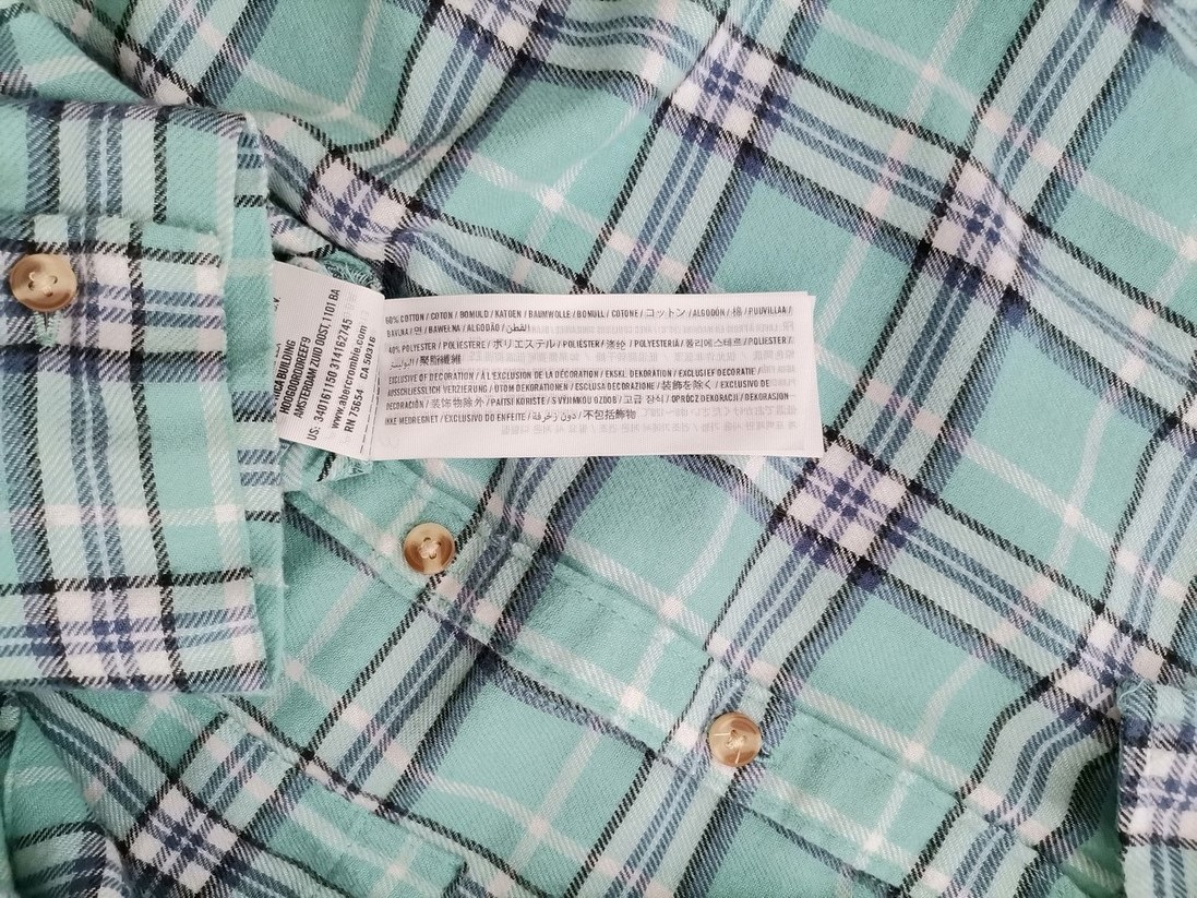 IMG_20211231_105153.jpg Hollister Rozmiar XS Kolor Miętowy Krata Kołnierz Koszula Zapinana Bluzka Długi rękaw Materiał Bawełna