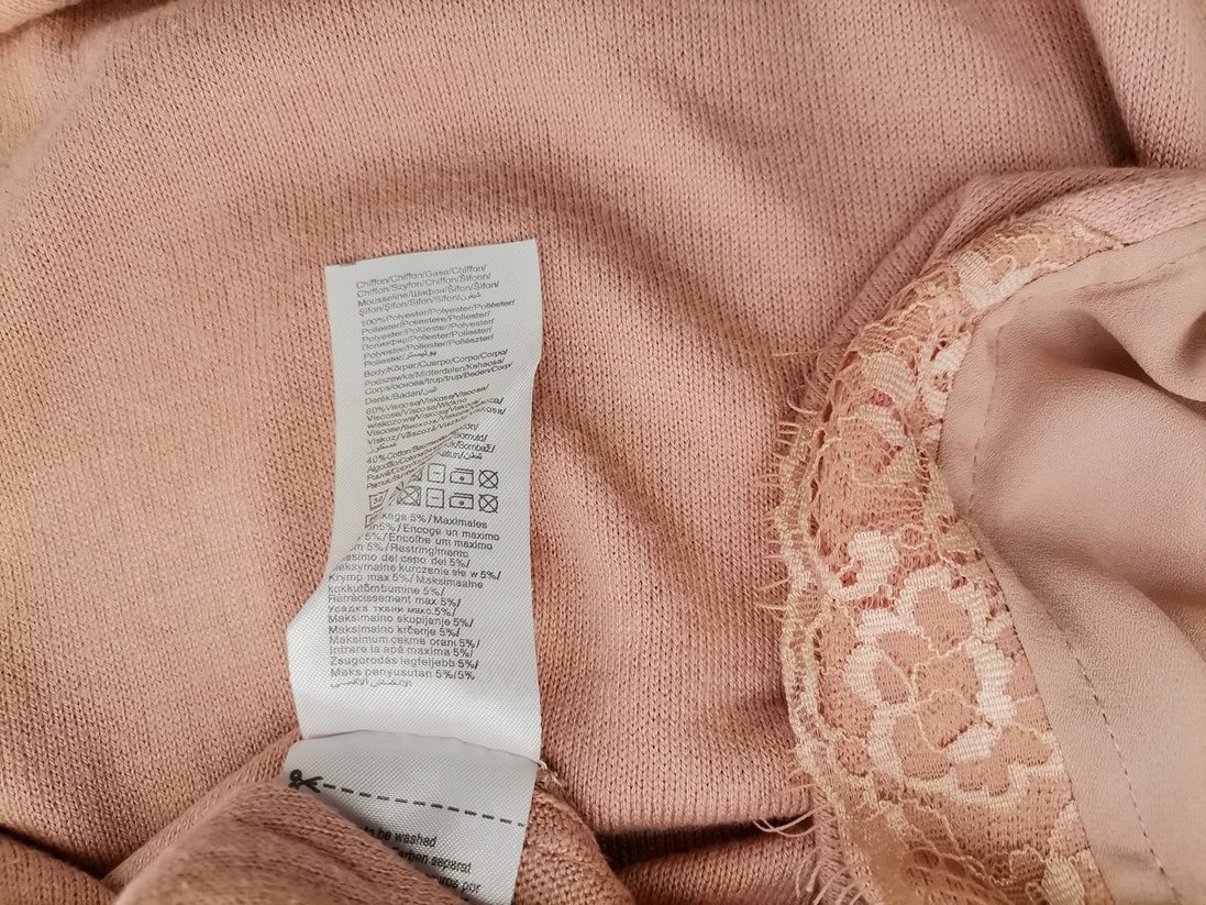 Vero moda Rozmiar XL Kolor Pudrowy Róż W łódkę Tunika Bluzka Długi rękaw