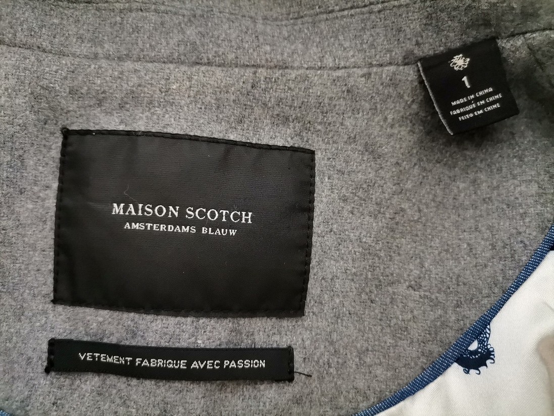 IMG_20220103_115718.jpg Maison scotch Rozmiar 1 (36) Kolor Szary W serek Żakiet z zapięciem Długi rękaw Materiał Wełna