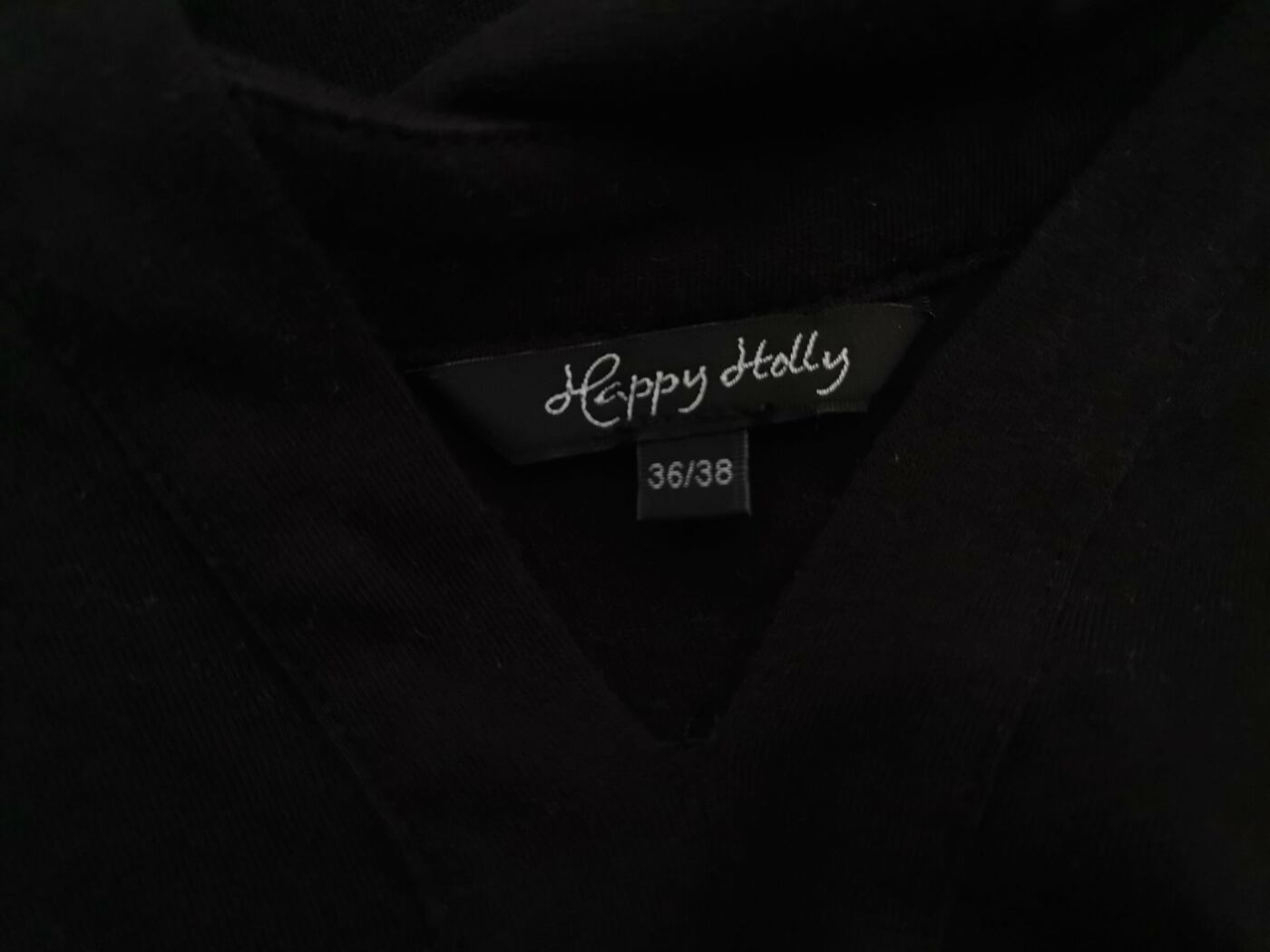 Happy Holly Rozmiar 36/38 Kolor Czarny W serek Sukienka Maxi Rękaw 3/4 Długa Materiał Bawełna 100%