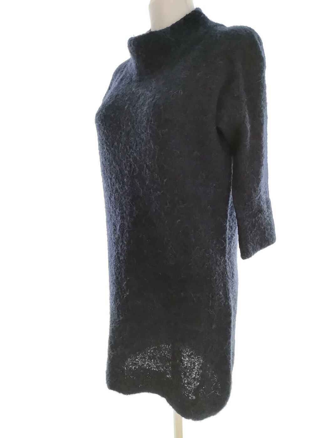 Vintage Rozmiar 42/44 Kolor Granatowy Okrągły dekolt Sukienka Sweterkowa Rękaw 3/4 Do Kolan Vintage Rozmiar 42/44 Kolor Granatowy Okrągły dekolt Sukienka Sweterkowa Rękaw 3/4 Do Kolan