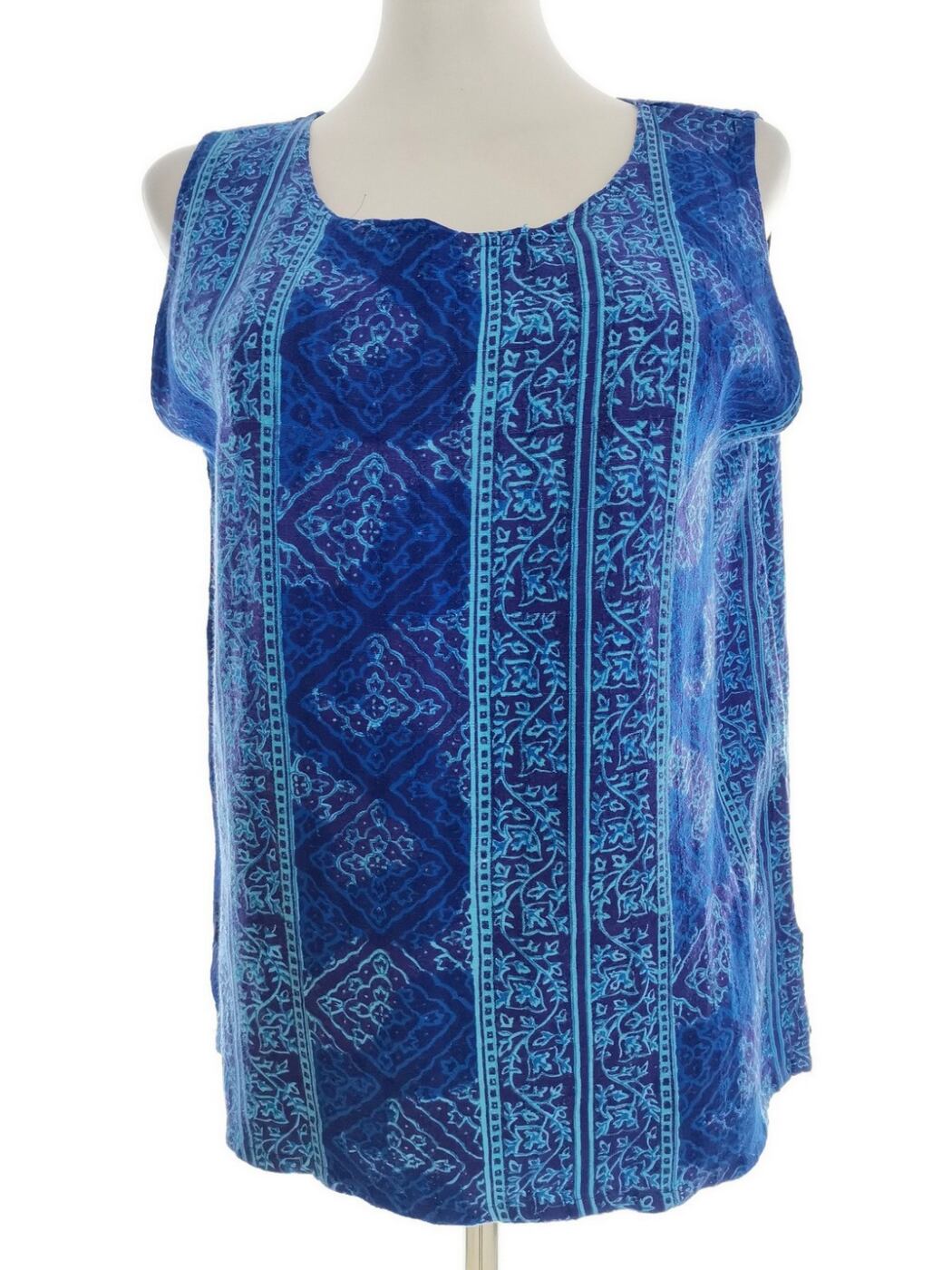 Avalon Collection Rozmiar 38/40 Kolor Niebieski Okrągły dekolt Bluzka Bezrękawnik Materiał Len