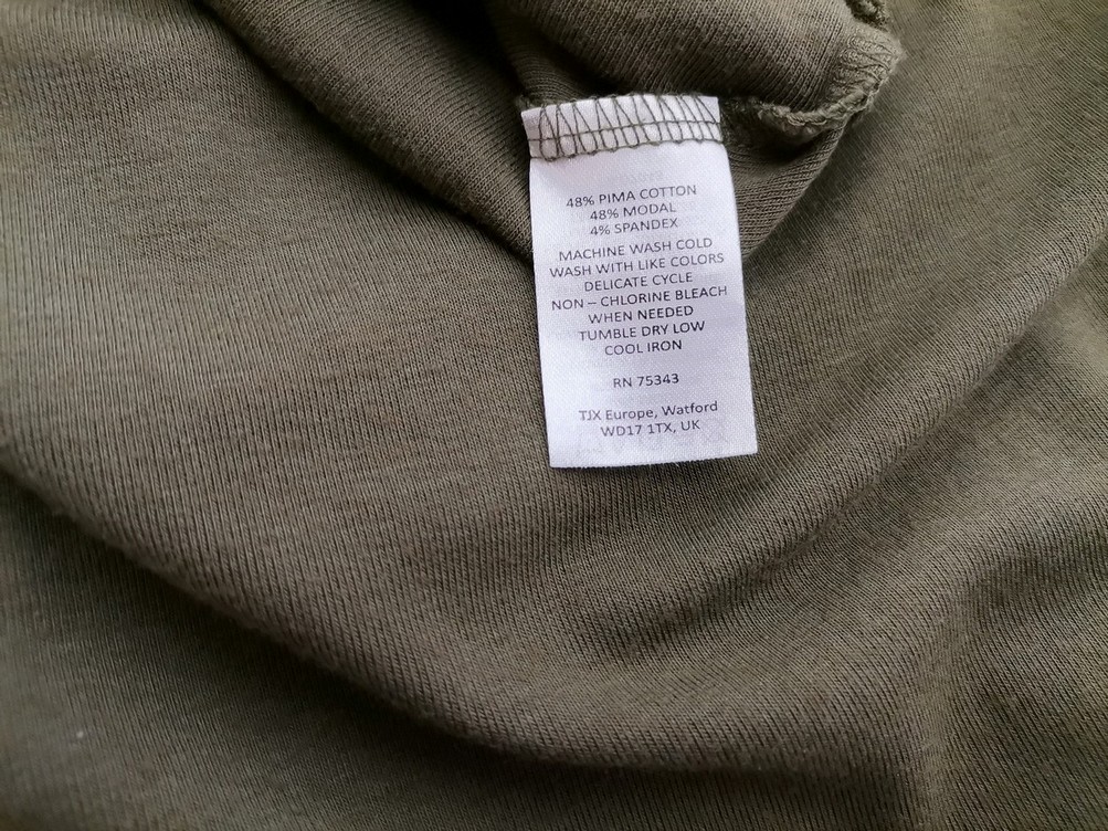 Cynthia Rowley Rozmiar S Kolor Khaki Okrągły dekolt T-Shirt Krótki rękaw Materiał Modal