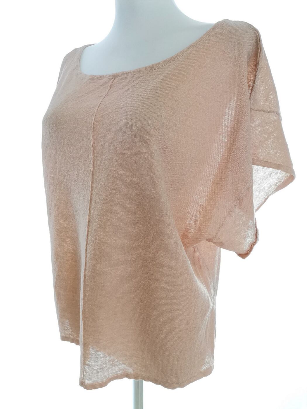 IMG_20220111_134220.jpg Mint Velvet Rozmiar 14 (42) Kolor Pudrowy Róż Okrągły dekolt Bluzka Krótki rękaw Materiał Len 100%