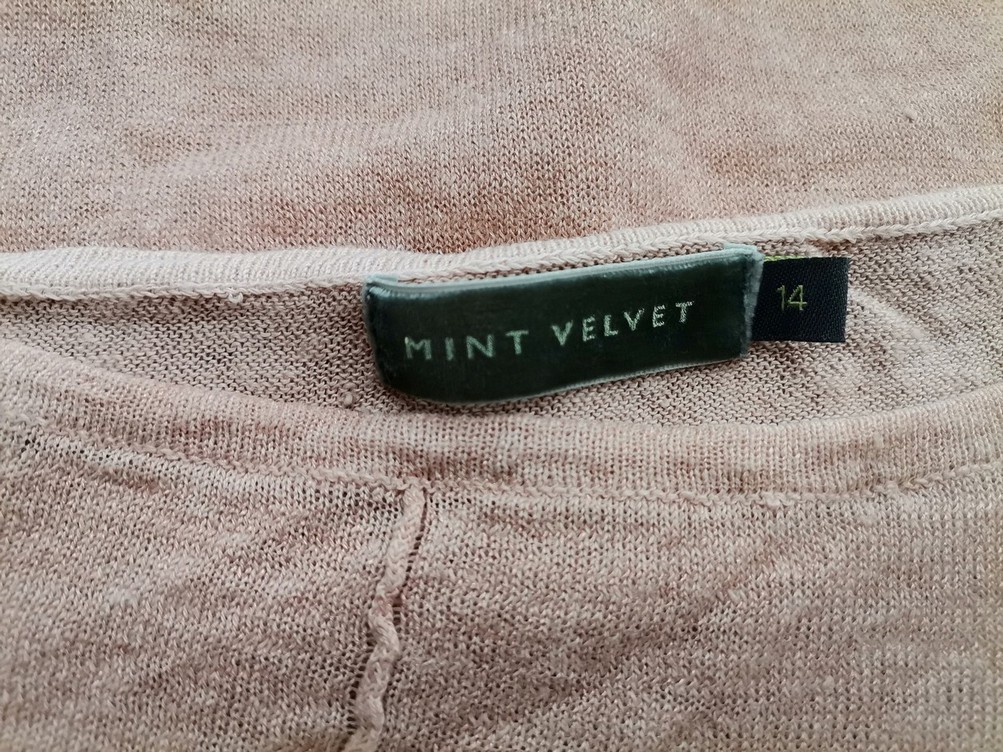 IMG_20220111_134239.jpg Mint Velvet Rozmiar 14 (42) Kolor Pudrowy Róż Okrągły dekolt Bluzka Krótki rękaw Materiał Len 100%