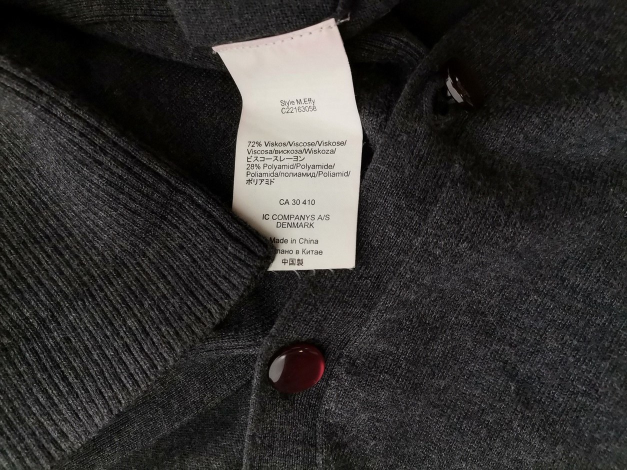 IMG_20220111_140432.jpg InWear Rozmiar M Kolor Szary W serek Kardigan Zapinany Długi rękaw Materiał Wiskoza Cienka dzianina