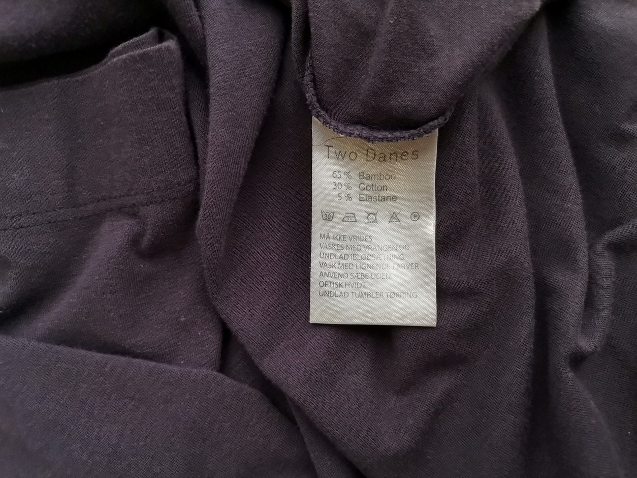 TWO DANES Rozmiar L Kolor Fioletowy W serek Sukienka Prostokątna Długi rękaw Midi Materiał Bambus TWO DANES Rozmiar L Kolor Fioletowy W serek Sukienka Prostokątna Długi rękaw Midi Materiał Bambus