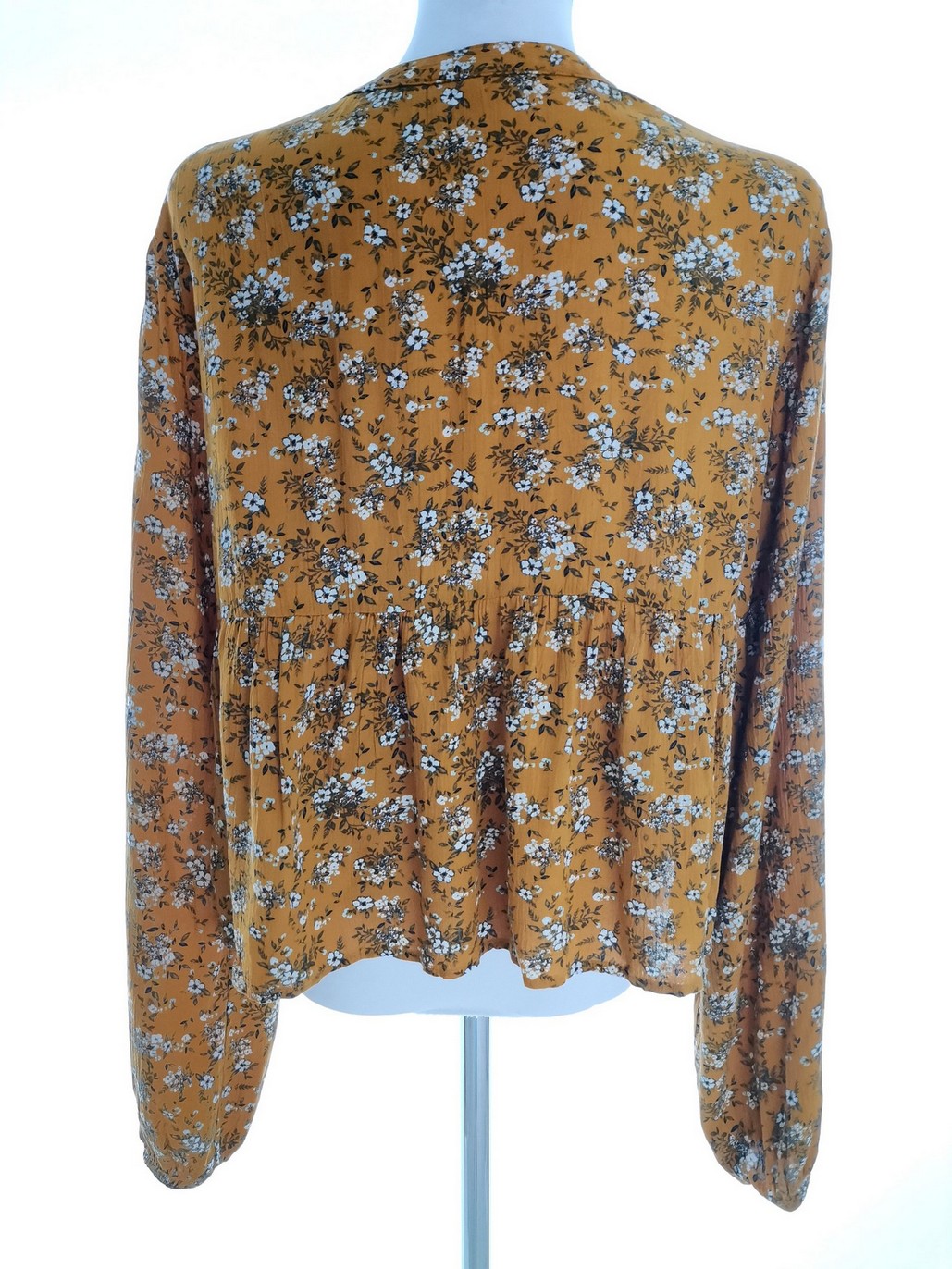 IMG_20220113_140233.jpg SO Rozmiar S Kolor Żółty Split Crew Neck Bluzka Peplum Długi rękaw Materiał Rayon 100%