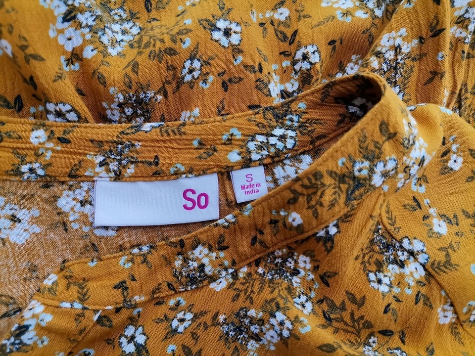 IMG_20220113_140243.jpg SO Rozmiar S Kolor Żółty Split Crew Neck Bluzka Peplum Długi rękaw Materiał Rayon 100%
