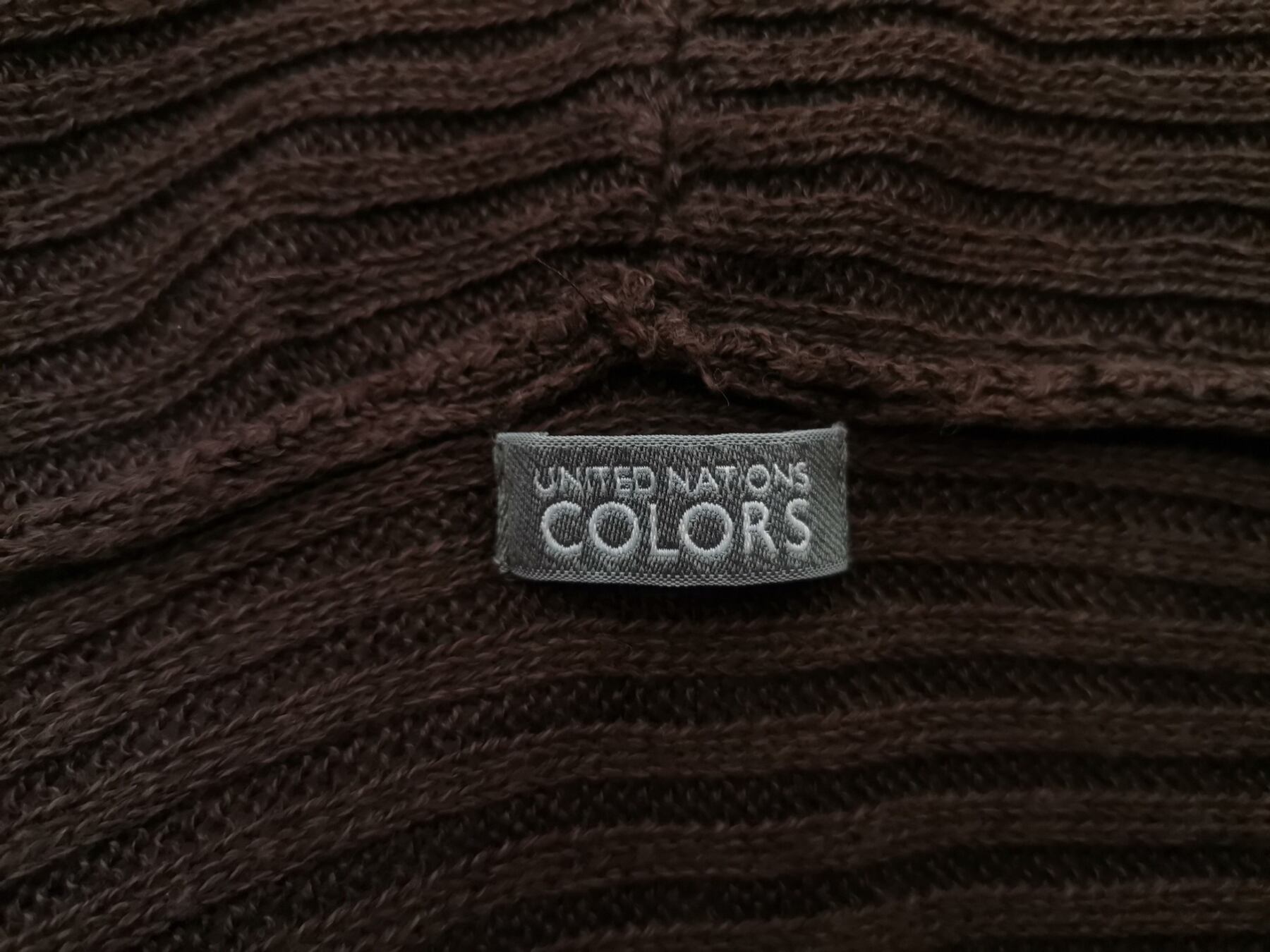 United colors benetton Rozmiar S Kolor Brązowy W serek Długi Otwarty Kardigan Długi rękaw Materiał Len Cienka dzianina