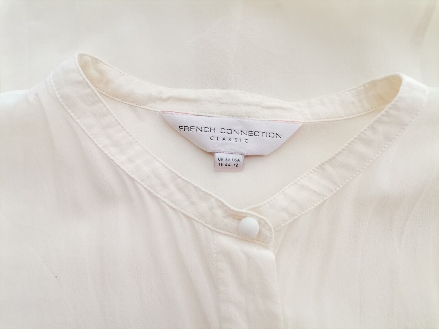 French connection Rozmiar 16 (44) Kolor Kremowy Crew Neck Tunika Zapinana Bluzka Bezrękawnik