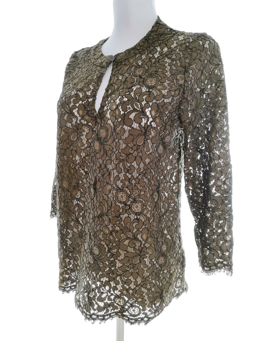 IMG_20220114_135324.jpg Kaffe Rozmiar 42 Kolor Khaki Keyhole Crew Neck Bluzka Rękaw 3/4