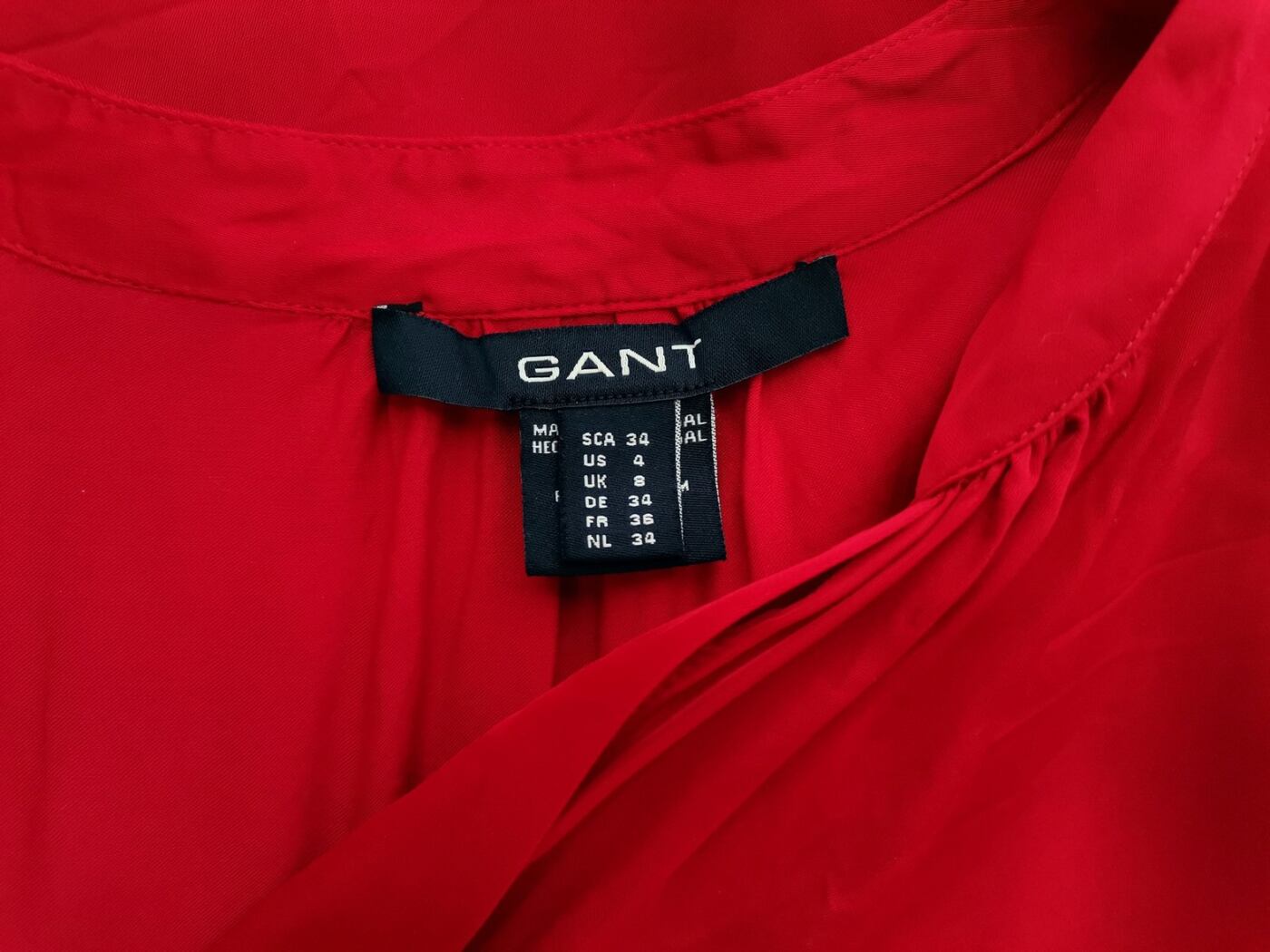 Gant Rozmiar 34 Kolor Czerwony Split Crew Neck Bluzka Długi rękaw Materiał Wiskoza 100%